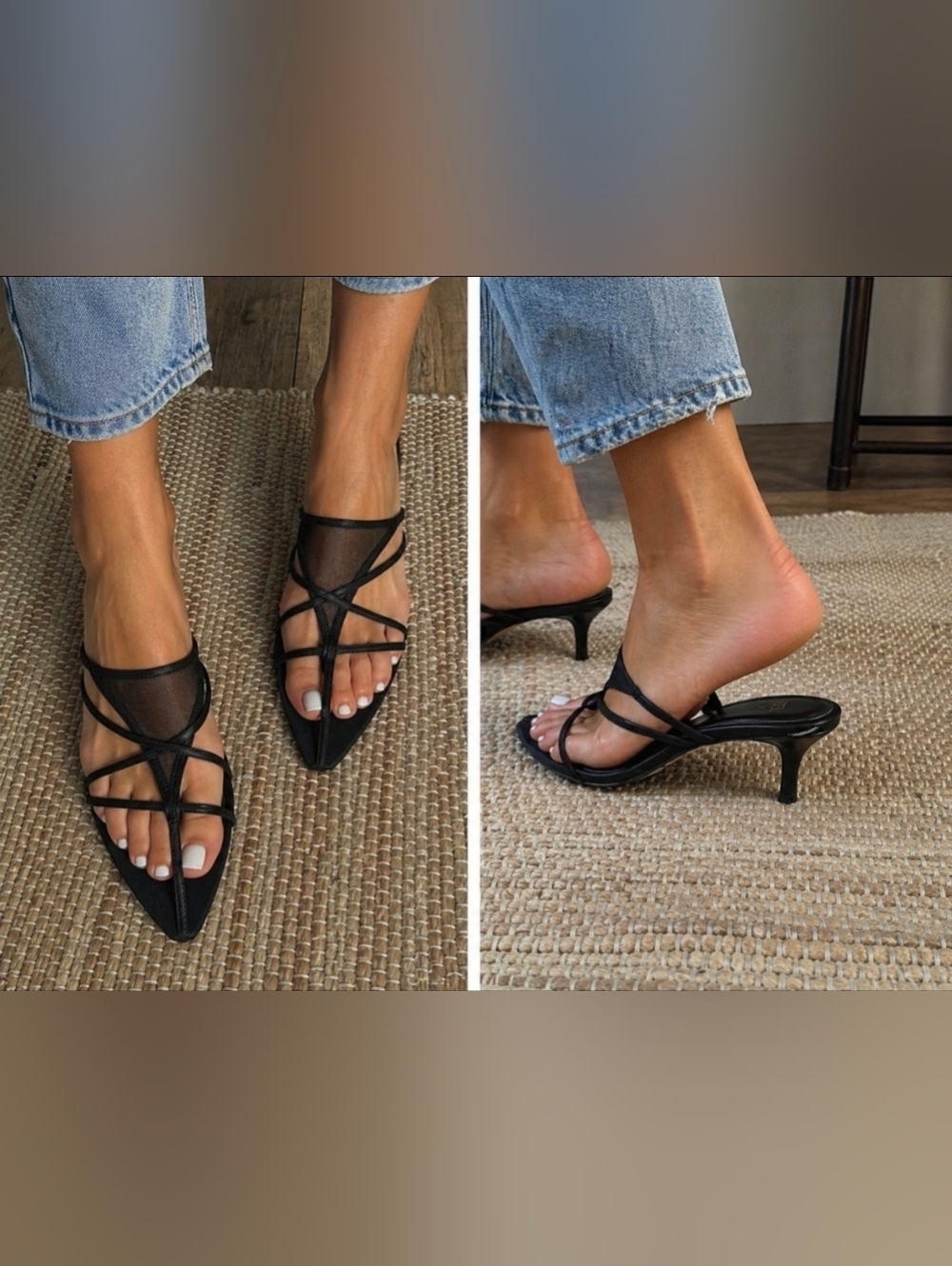 Zara Strappy Kitten Heel Sandals